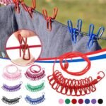 Elastic Clothesline Rope with 12 Clips & 2 Hooks – Travel & Home Laundry Drying Rope (Multicolor, 185CM) - Image 2
