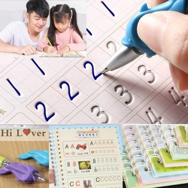 Kids handwriting practice on Sank Magic Copybook pages