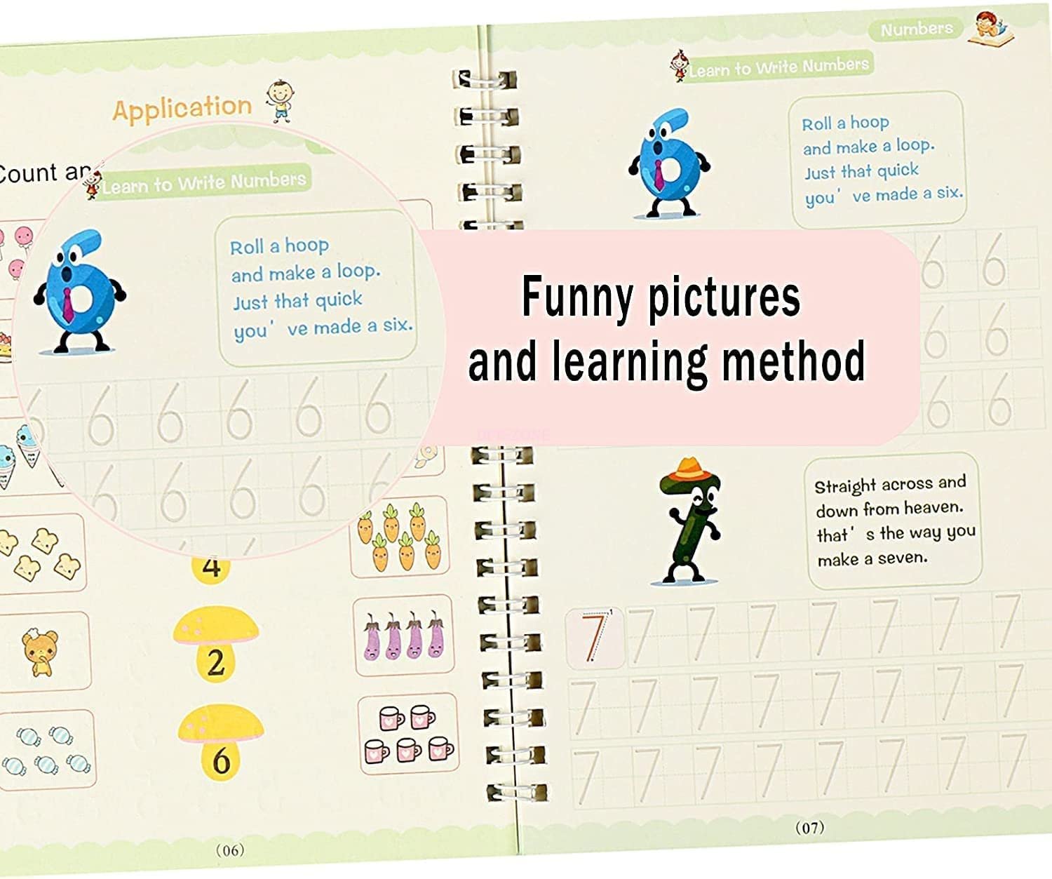 Kids Learning with Magic Practice Book Child practicing handwriting with Sank Magic Copybook