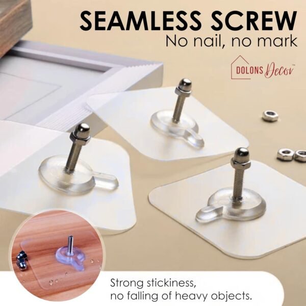 10 Pcs Adhesive Wall Screws – No Drilling Hanging Hooks for Photo Frames and Posters