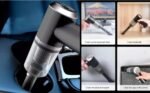 portable vacuum cleaner cleaning laptop and car interior